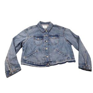 Old Navy Women's XL Denim Light Blue Jean Jacket Motorcycle Maverick Trucker NWT